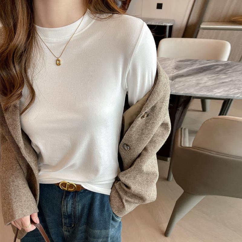 Women's Stand-up Collar Long Sleeve Base Layer Top for Spring, Autumn, and Winter