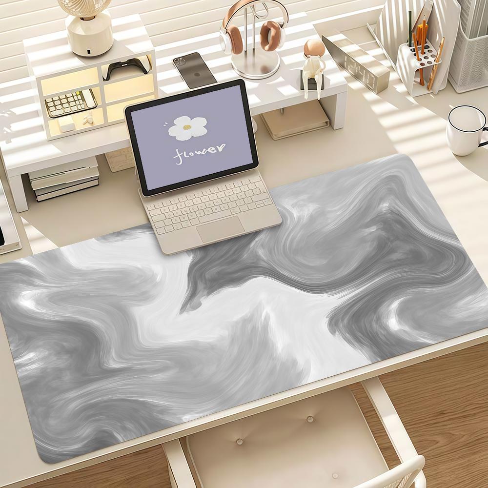 Black And Grey Abstract Art Pattern Design Mouse Pad Anti Slip Rubber Edge Locked Thickened Laptop Gaming Desk Mat