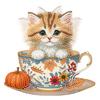 2D Flat Cat DIY Shaking Head Teacup Cat Diamond Painting Desktop Decorations
