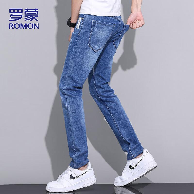 ROMON Men's Slim Straight Casual Jeans