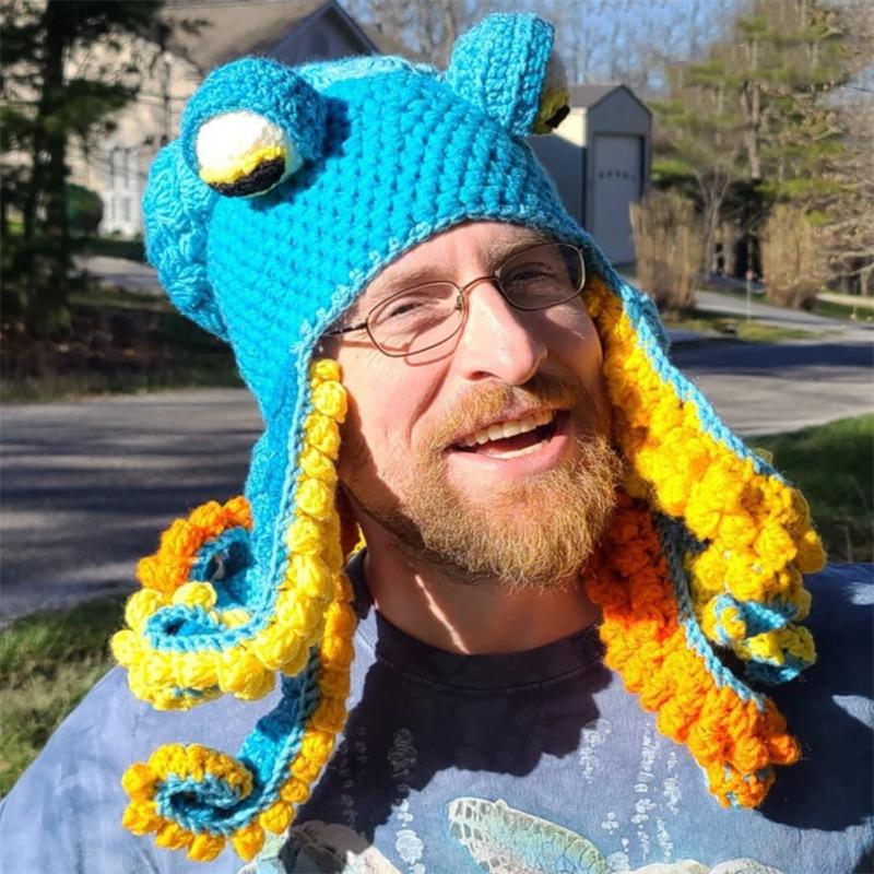 

Новая вязаная крючком клоунская шляпа ручной работы, забавная клоунская шляпа, персонализированная модная взрослая шляпа adult 56-59cm