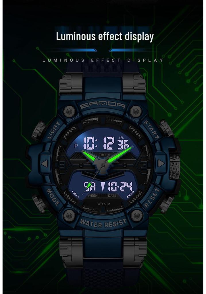 Sanda Men's Teen Sports Luminous Waterproof Multifunctional Outdoor Watch