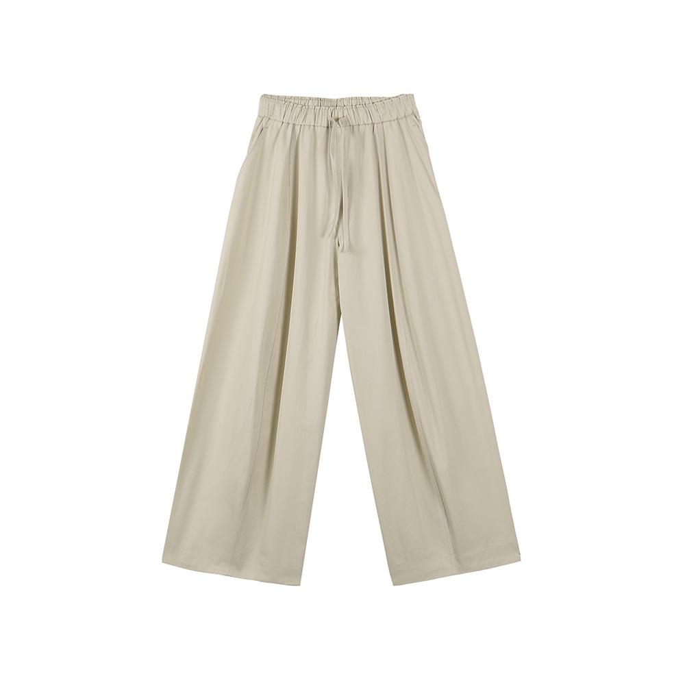 

Vision 2026 Spring Women s Korean Style Lace-up Wide-leg Casual Pants Small легкие хаки