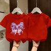 Summer New Girls 100 Percent Cotton Short Sleeve T Shirt Casual Round Neck Printed Top For Little Girls Daily Wear