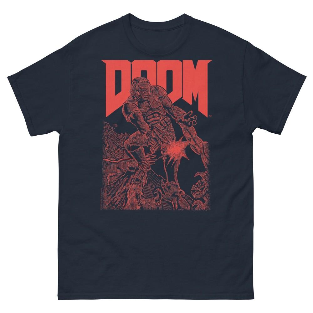 Doom Red Sketched Cover Art Retro Video Game TShirt