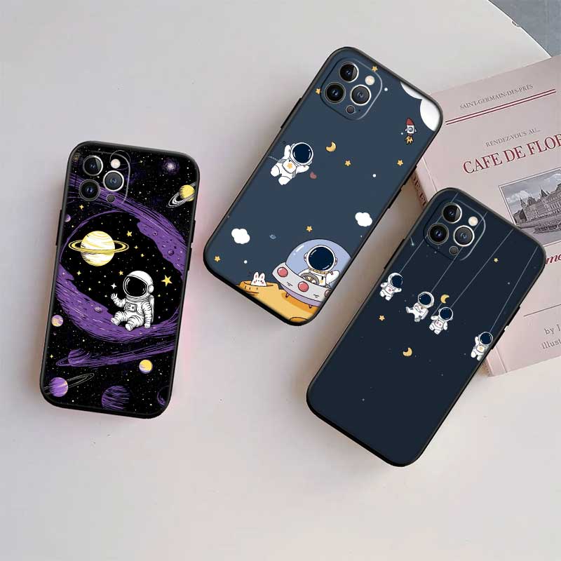 UP8 Astronaut Space Moon Phone Case for Samsung Galaxy S20 S21 S22 Ultra FE + Plus A21S A22 A24 A25 A26 A30 A30S A31