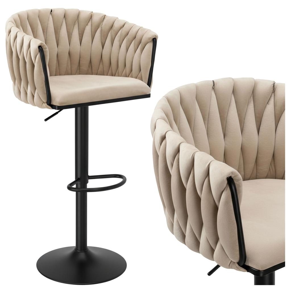 Barhocker Cofton Schwarz Beige Samt