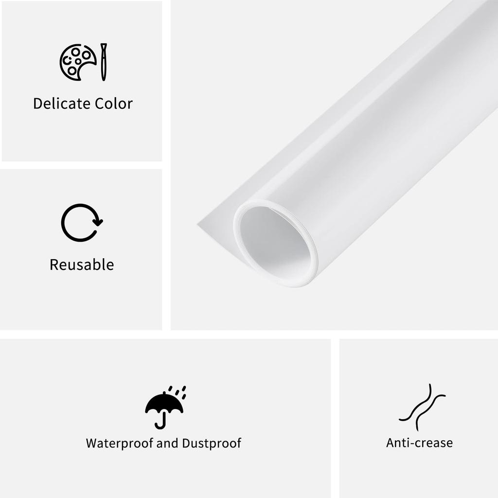 Meking Photography PVC Backdrop, 60cm X 130cm, White, for Small Item and Product Photography