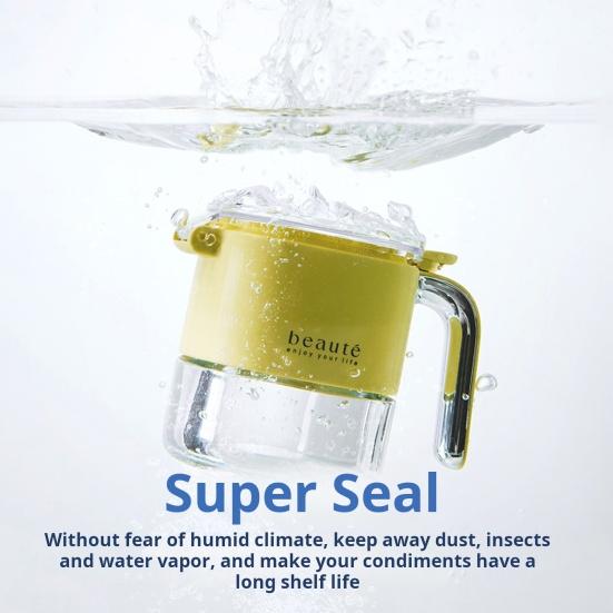 Seasoning Jar Glass Sealed Spice Bottle Organizer with Push-Button Lid Moisture Proof Empty Spices Containers for Kitchen