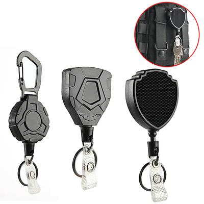 1Pc Retractable Easy-To-Pull Buckle Badge Reel Carabiner Key Chain Anti-Theft Anti-Lost Key Chain With Steel Cord