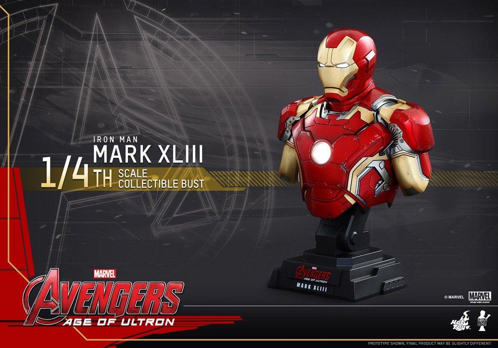 Hot Toys Bust Avengers: Age of Ultron Iron Man Mark 43 1/4 Scale Bust Plastic Pre-painted Figure