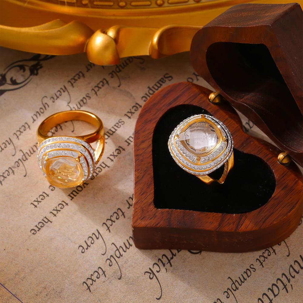 18k Gold-Plated Geometric Zircon Multi-layer Ring for Women