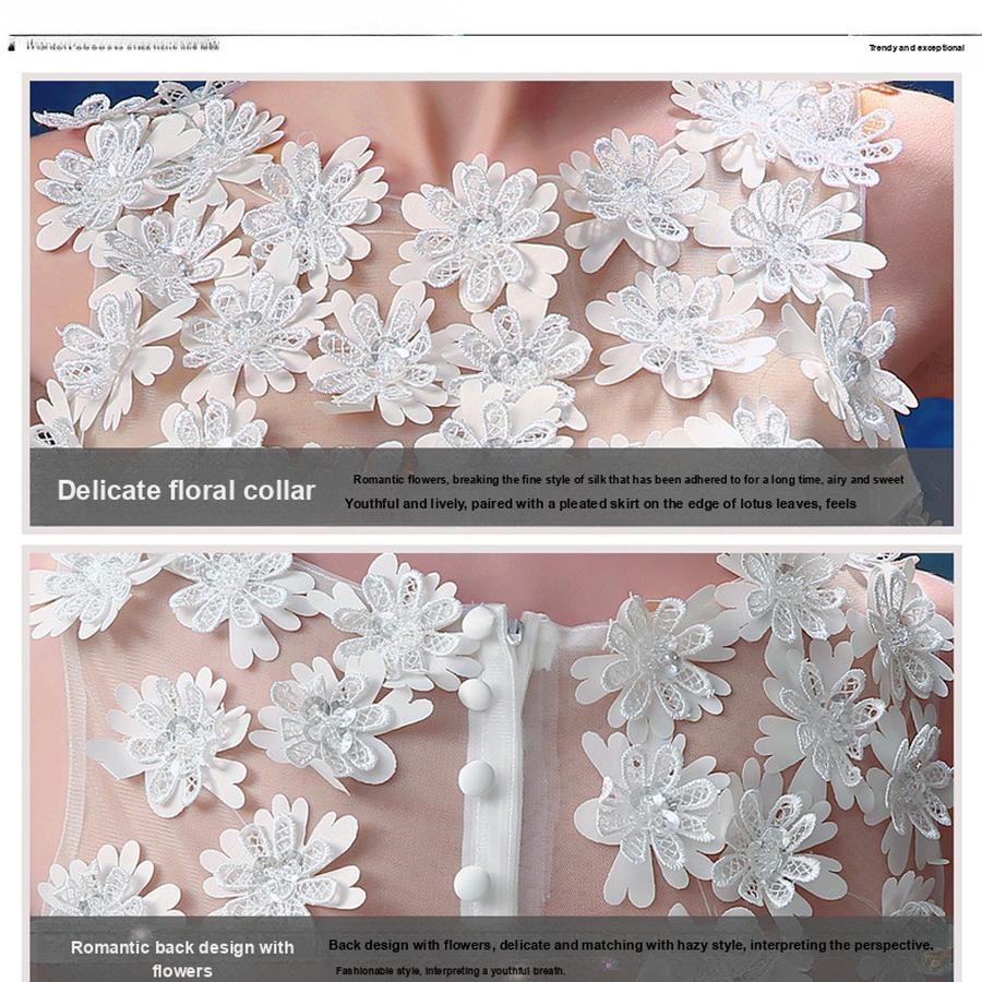 Dantelă albă nouă scurtă mireasă nuntă cină întâlnire anuală gazdă domnișoară de onoare soră grup rochie mică fată