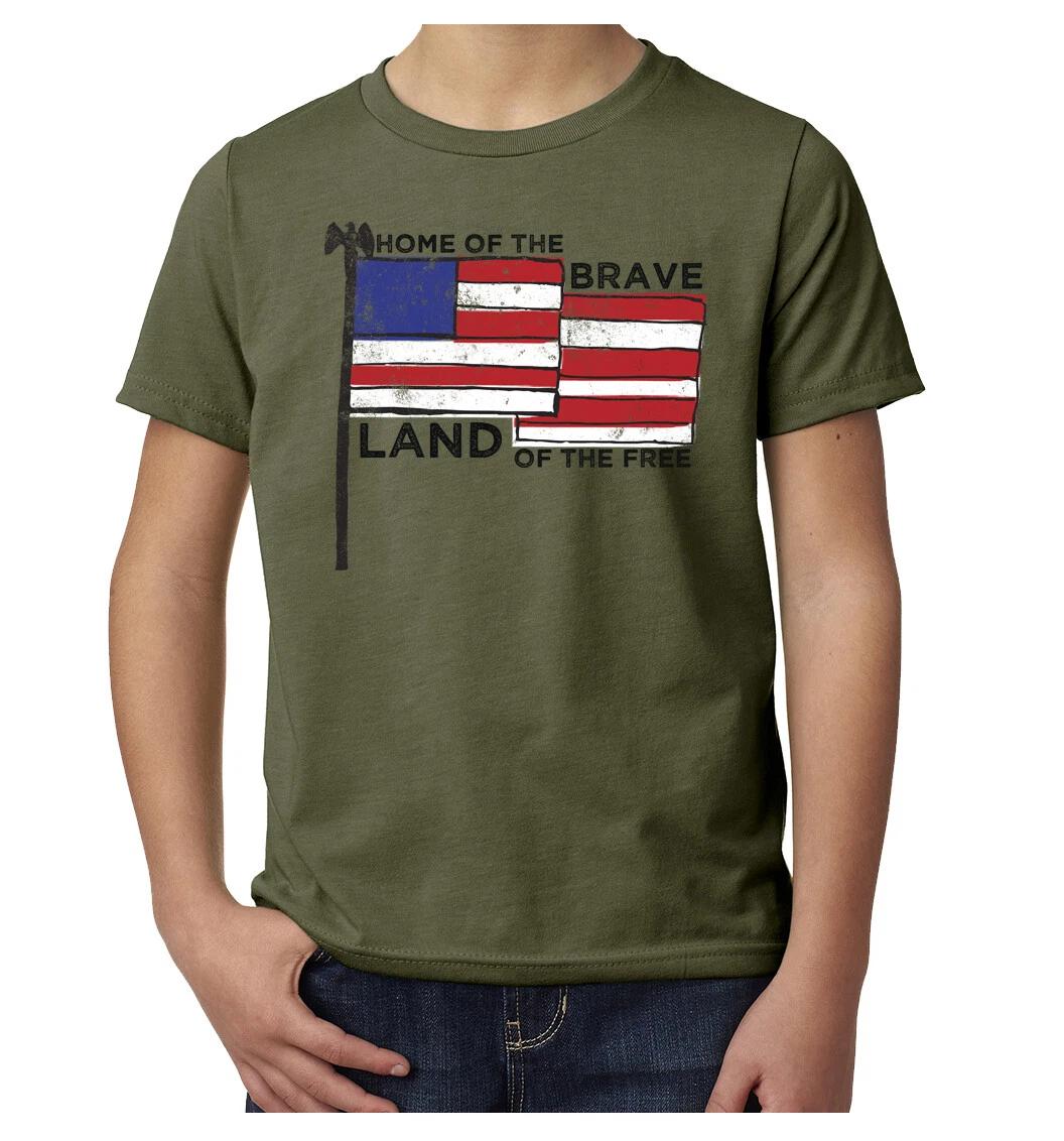 Home of The Free Because of the Brave Kid s 4th of July Shirts, Graphic Tees L