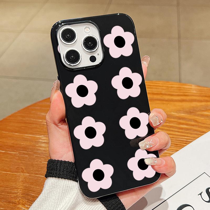 Cute Pink Flower Print Phone Case For iPhone17 16 15 14 Plus 13 12 11 Pro Max 16E X XR XS Max 7 8 Plus SE Shockproof Soft Cover