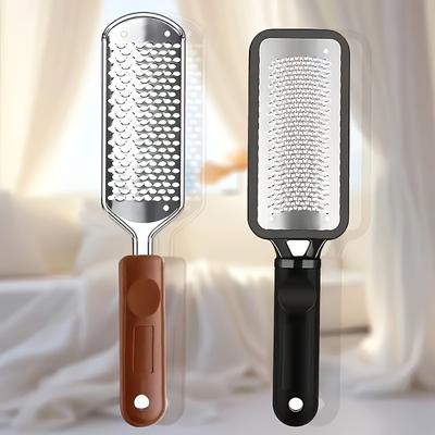 2pcs Stainless Steel Foot File Set - Exfoliating & Nail Cleansing Tools with Ergonomic Handle, Durable Scrubber for Gentle Exfoliation
