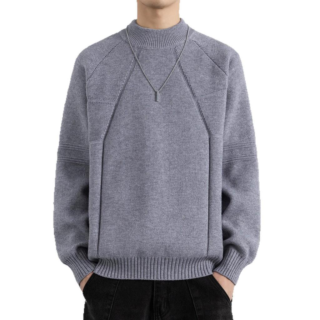 Men's High-Neck Autumn/Winter Knit Sweater - Plus Velvet Warm Base Layer
