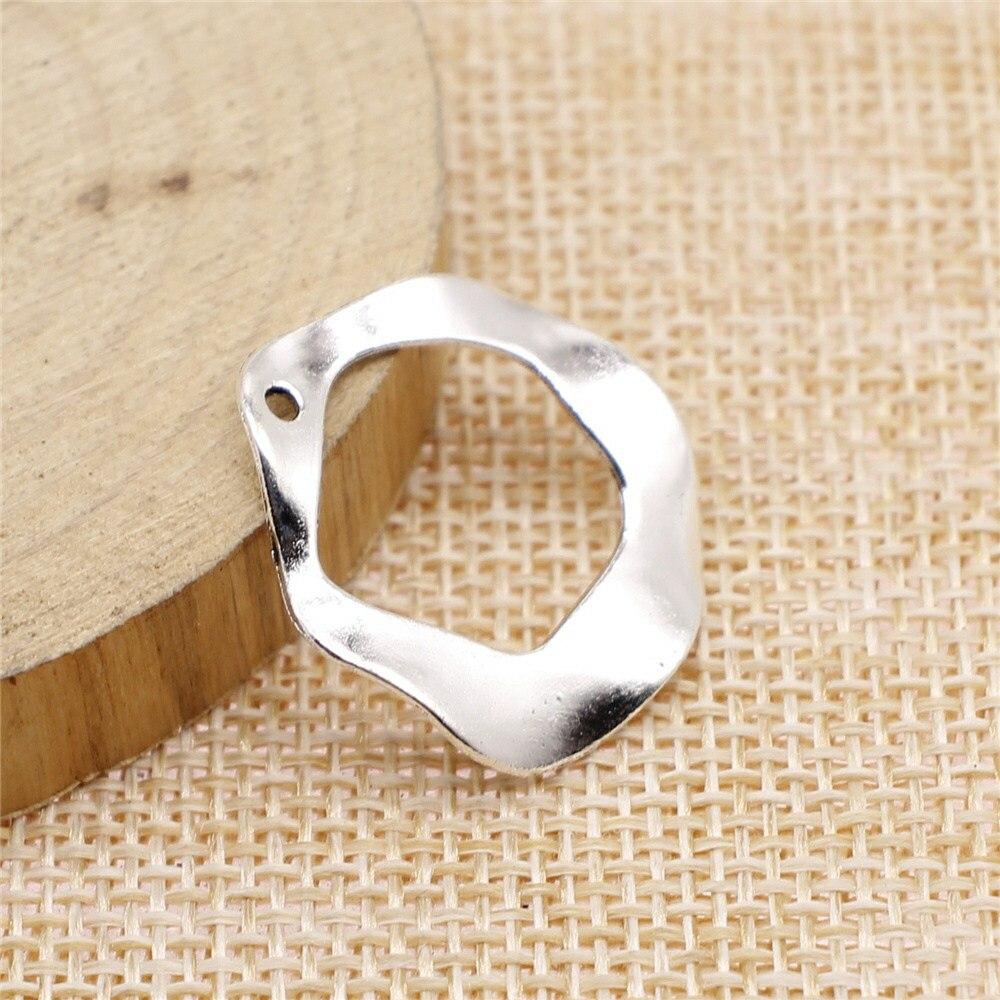 Antique Silver Color 10Pieces Brand: WYISYWG Irregular Hoop Earring Connector Accessories Crafts 24x25mm