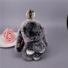 13CM Mini Frost Rabbit Women Cute Plush Fur Pompom Bunny Key Chains On Bags Car Trinket Wedding Party Toys Gift Bag Charm