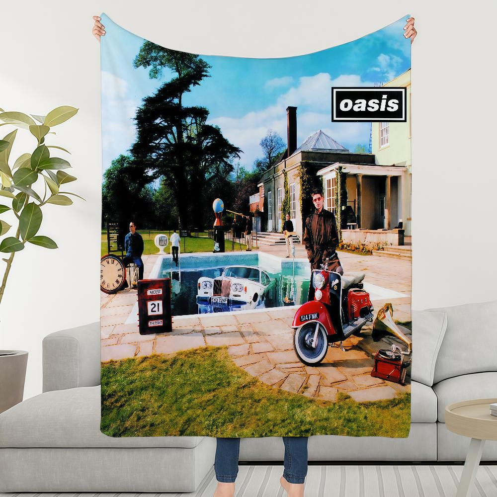 Blanket Throw O-OasiS-ES Super Cosy Plush Living Room Sofa Rock Album Couch Childish Band Birthday Gifts