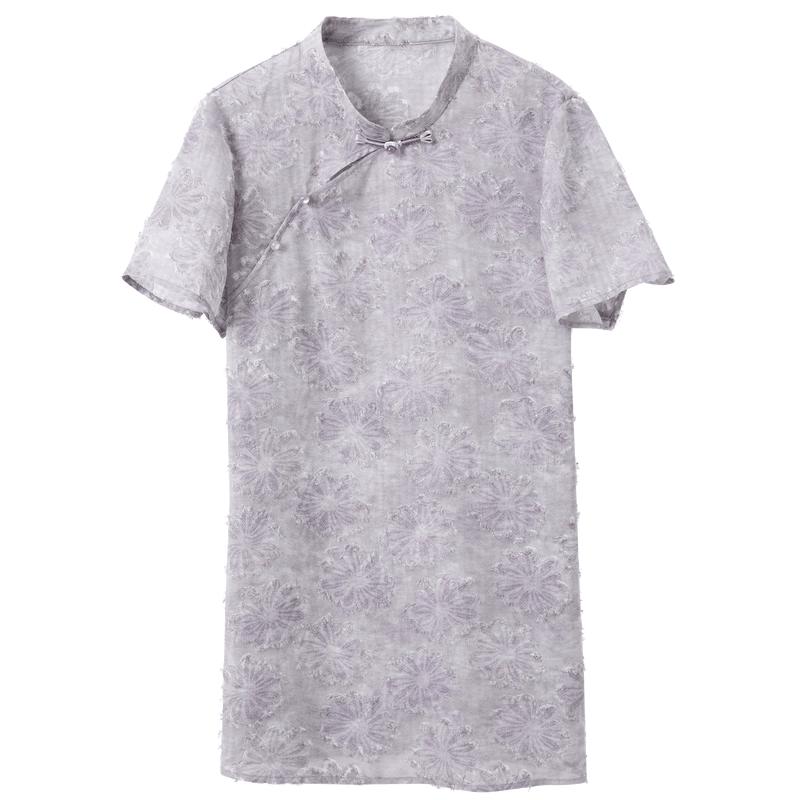 Women s Plus Size Chinese Style Floral Short Sleeve Top L