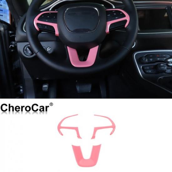 3XPink Car Steering Wheel Frame Trim Cover for 2015+ Dodge Challenger/Charger