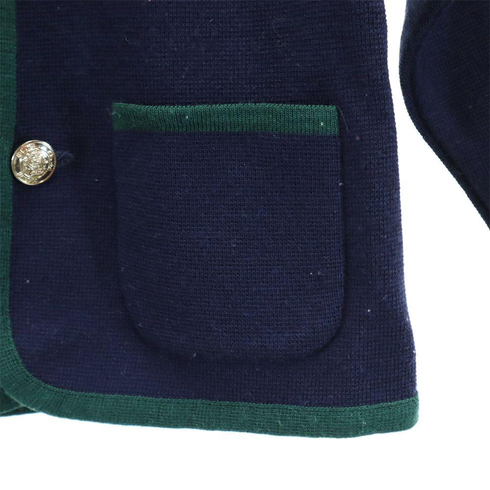 Celine Made In Japan Wool Blend Knit Jacket 35.4" Navy X Green Baby Kid's Used