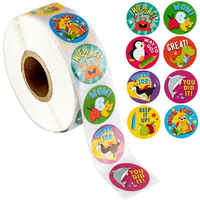 500 stücke 2,5 cm Kinder Cartoon Ermutigung Aufkleber Pädagogisches Spielzeug Viele Stile Nette Tiere Ausdrücke Aufkleber Kinder Diy Belohnung Spielzeug