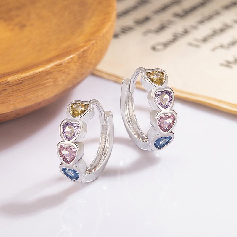 Sweet and Fashionable Multicolor Star and Heart Zircon Ear Clips and Hoops