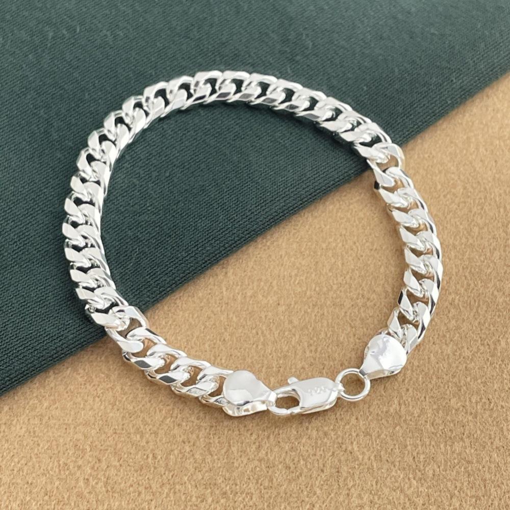 2026 Jewelry Silver Plated 6mm Side Bracelet Jewelry Jewelry 6MM*20CM