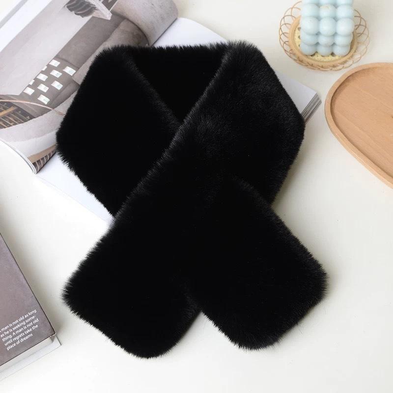 

Осень и зима новый корейский имитация плюшевого шарфа из кролика рекс теплый ветрозащитный утолщенный увеличенный двусторонний теплый универсальный в иностранном стиле Around 88 чёрный