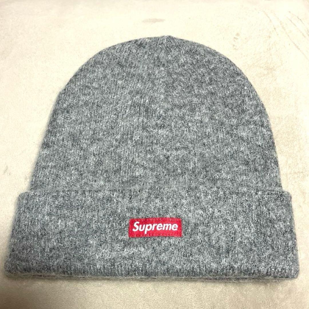Used Supreme Mohair Beanie  Grey  sticker included
