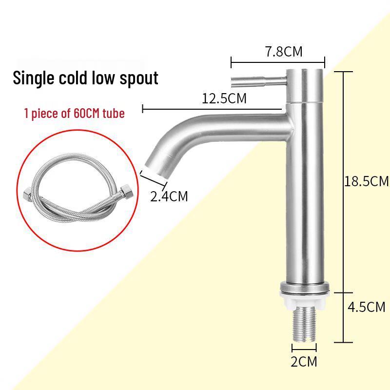 304 Stainless Steel Single-Hole Basin Faucet