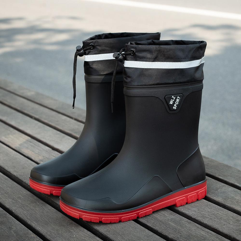 Fashion bundle short rain shoes men's medium water boots high rain boots men's new non-slip waterproof long rubber shoes men