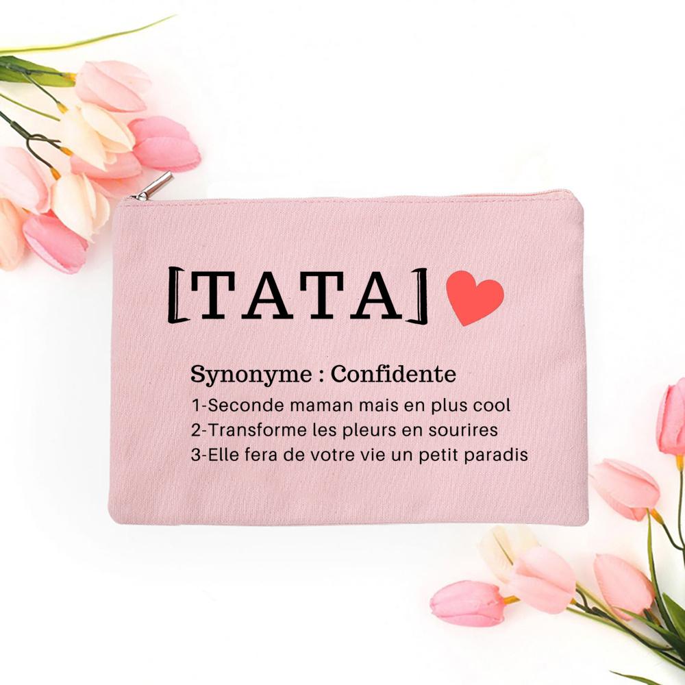 

Maman Tata Soeur Amie Definition Print Makeup Bag Women Travel Neceser Toiletry Pouch Zipper Cosmetic Bag Gift for Family Friend