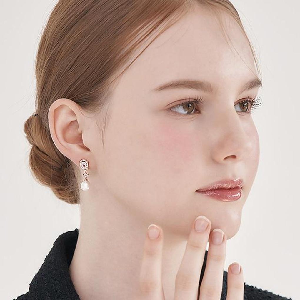 [ELLE Jewelry] 14K Fine Waterdrop Pearl Drop Long Earrings ELGPEE556