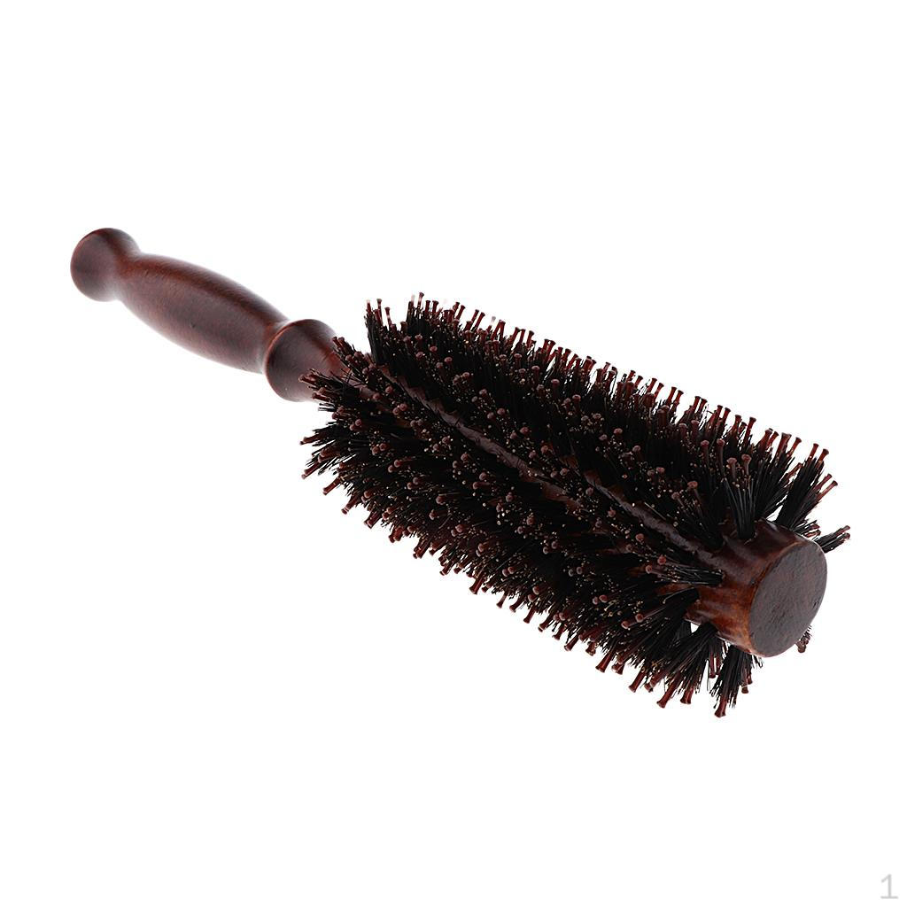 Dryer & Curling Roll Styling Hairbrush with Wood Handle Used While Blow Drying, /Snag/Frizz ,