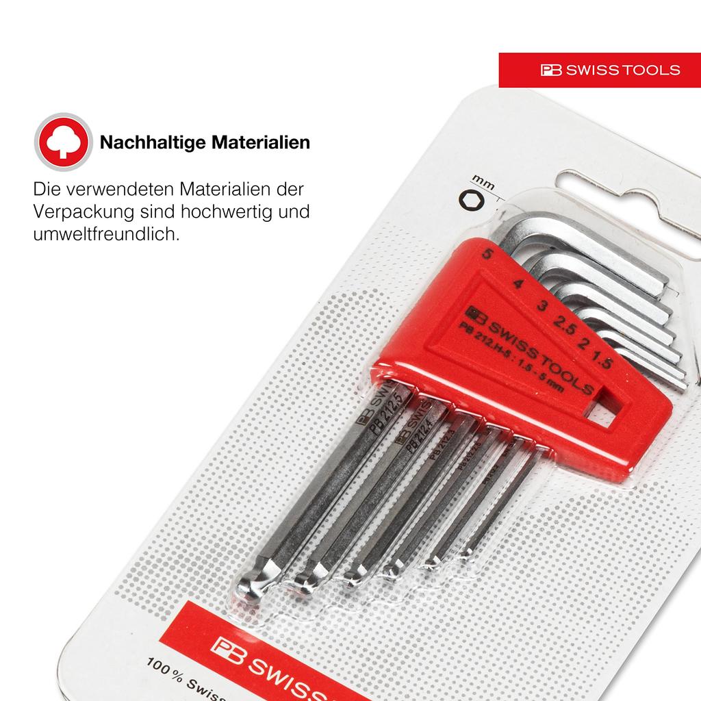 PB Swiss Tools Ball Head Hex Wrench Set 212H-5CN