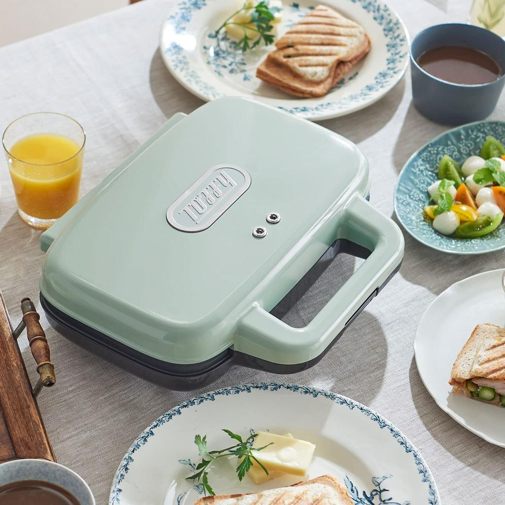 Hot Sand Maker Baking 2 Pieces Wide Plate Easy Retro Cute Breakfast Holiday Morning Living Alone [Toffy/Toffy] K-HS4 (Pale Aqua) K-HS4-PA