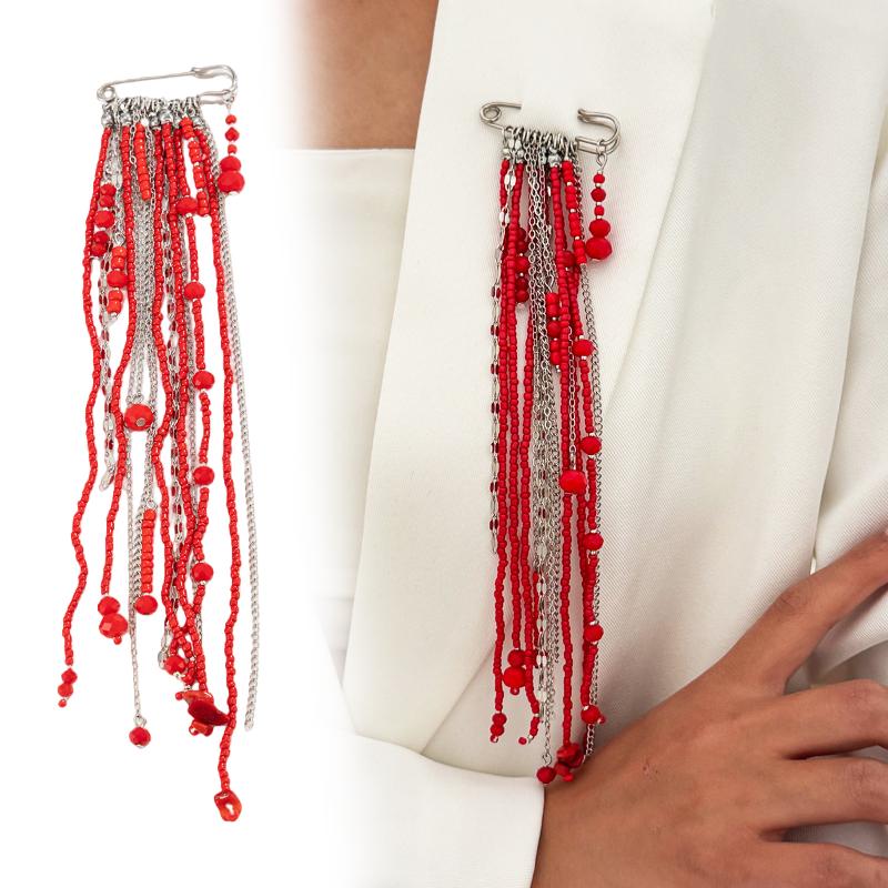 1PC Understated Luxury Multi-functional Brooch Beaded Tassel Gifts Exquisite Alloy Elegance Tassel Lightweight Fixed Buckle Suit