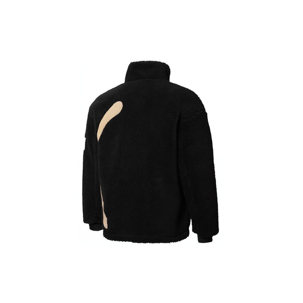 Puma Pánska teplá bunda Colorblock Logo z umelej strižnej vlny Čierne bundy 848418-01