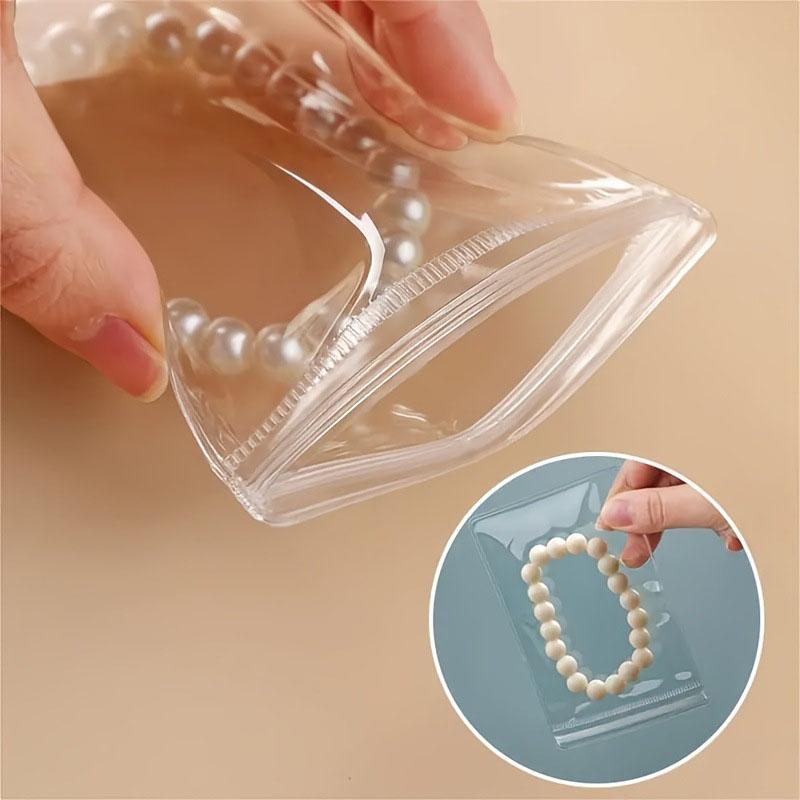 20-Pack Thick PVC Jewelry Bags - Self-Sealing Clear Pouch for Anti-Tarnish Storage of Earrings/Necklaces Zip Lock Protection