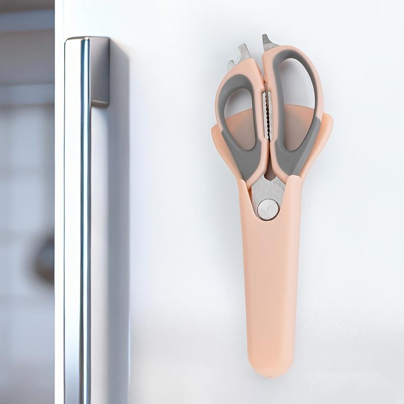 Multi-functional Kitchen Shears with Magnetic Holder - Sticks To Fridge Surfaces, Ultra-Sharp Stainless Steel Poultry Scissors for Cutting Chicken