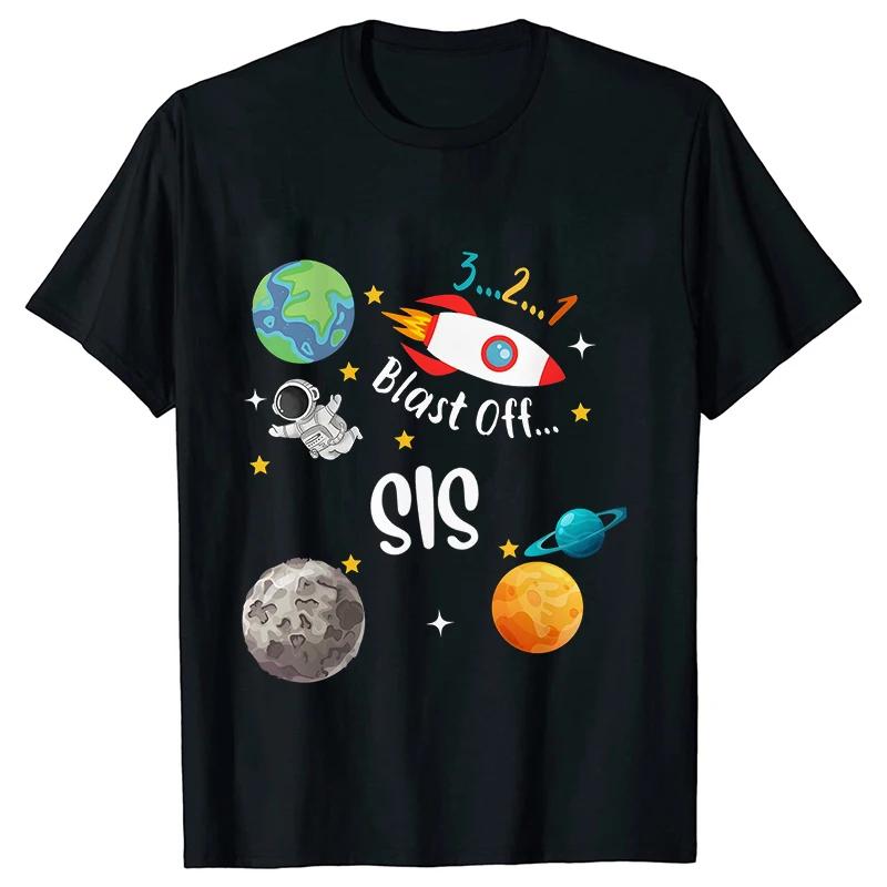 Space Birthday Shirt Planets Rocket Ship Astronaut Birthday Party Tshirts Space Birthday T-Shirt Family Suit Space Tees Clothes