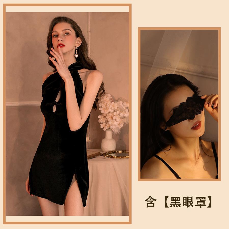 Sexy Lingerie Sexy Cheongsam Split Verleiding Heet Nieuw Retro Uniform Cosplay Nachtjapon Set One size