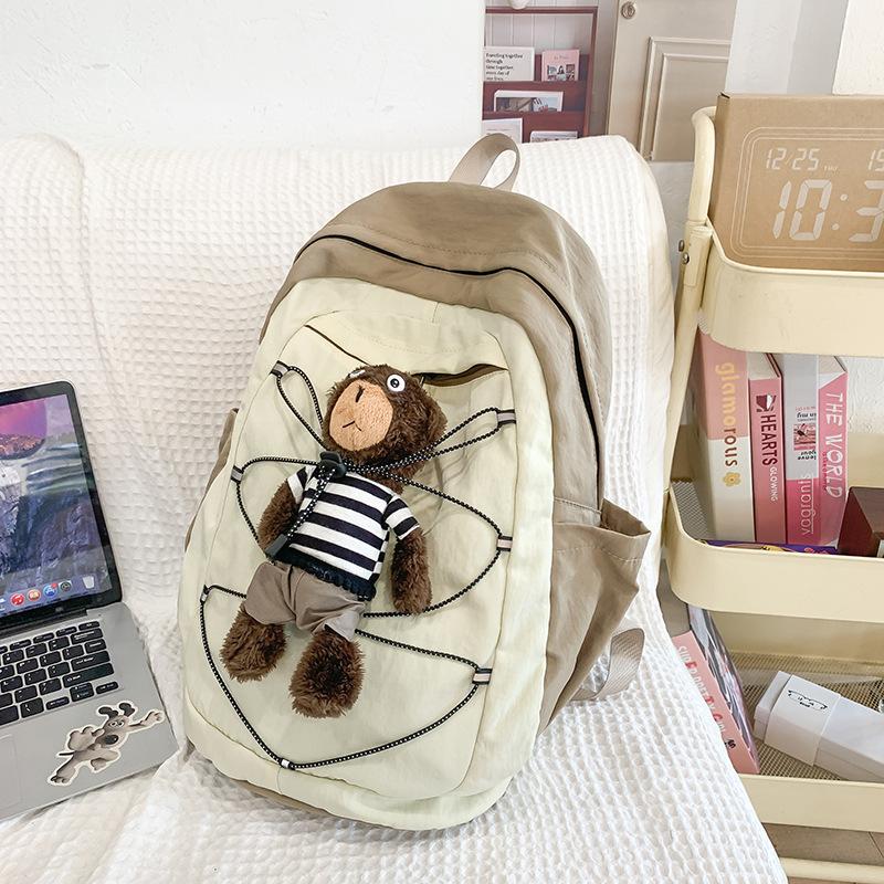 

Милый рюкзак-мишка в корейском стиле, новая универсальная модель высокой ценности, в университетском стиле, контрастного цвета, большой вместимости, для путешествий