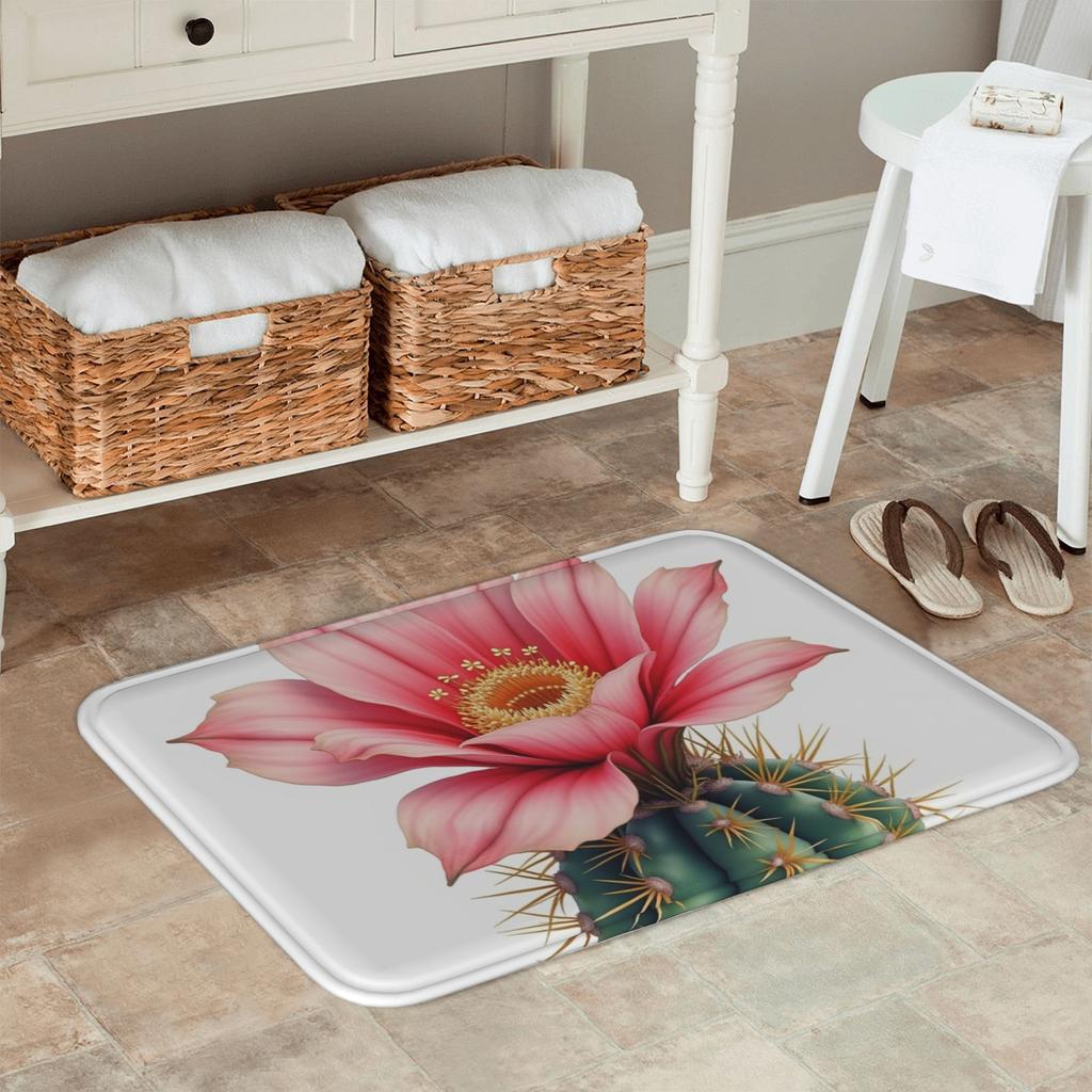 1PC Flral & Cactus Harmony Kitchen Rug Non-Slip Door Mat Pop Design Bathroom Rug Bath Mat Carpet for Home Sink Laundry Decor