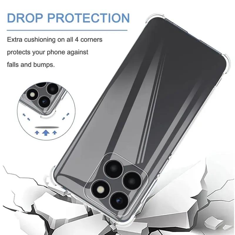 Transparent Four-Corners Shockproof TPU Soft Case For Honor X6 X6A X6B X7 X7A X8 X8A X8B X9 X9A X9B Cover Clear Fundas Coque