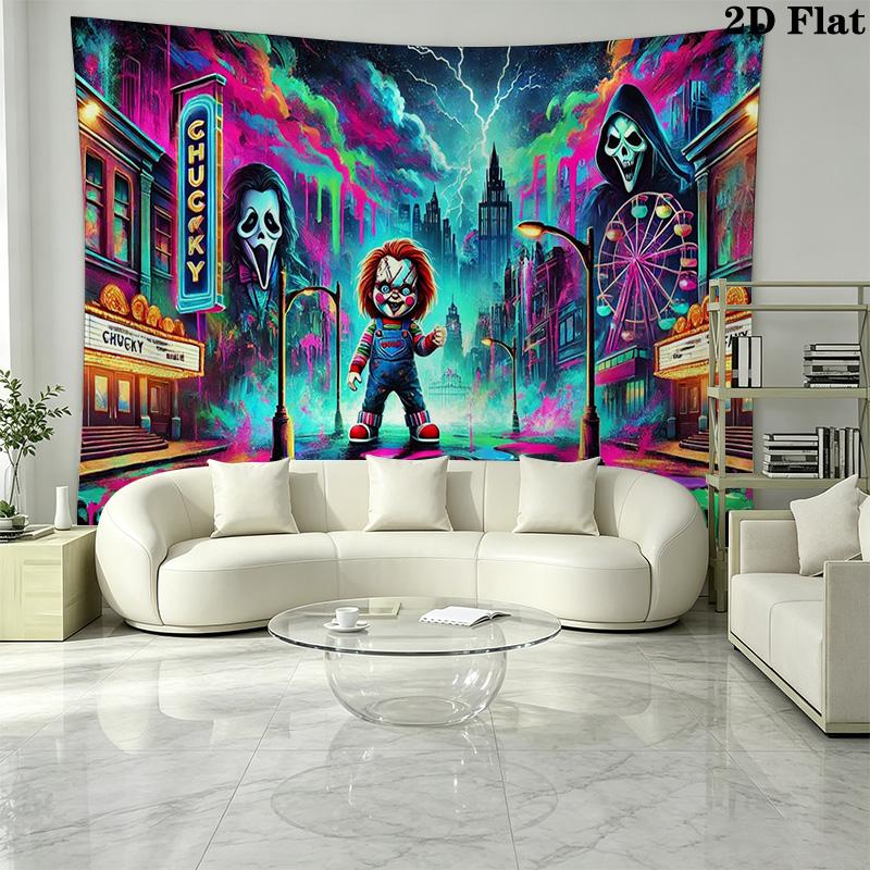 Chucky Wall Tapestry Aesthetic Wall Hanging Printed Fabric Blanket Decorative Tapestries for Bedroom Living Room Home Decor