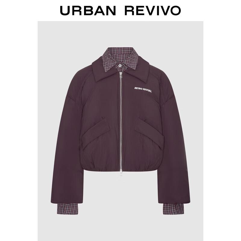 

Женский пуховик UR с двухкомпонентным дизайном в клетку колор-блок M